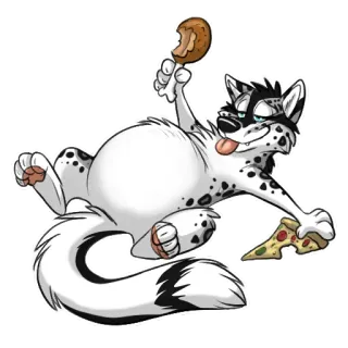 🍕 lobo, pizza, comida, desenho animado, gordo, animal, personagem telegram sticker