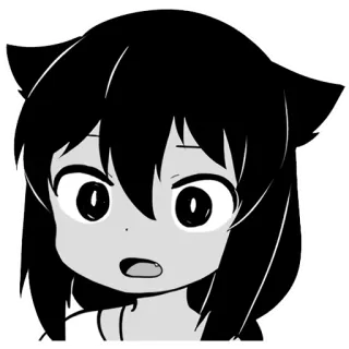 😮 Anime, Manga, Kocie uszy, Dziewczyna, Zaskoczona, Zszokowana telegram sticker