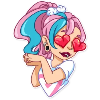 😍 sticker, cartoon, frau, herzen, liebe, süß telegram sticker