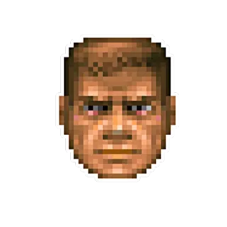 😑 Doomguy Doom Strzelanka, Gra wideo, Pixel art, 1993, Doom, Retro telegram sticker