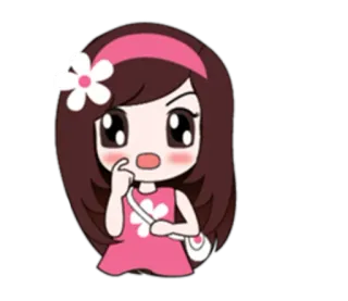 😼 卡通, 女孩, 花, 粉色, 可爱, 表情符号 whatsapp sticker
