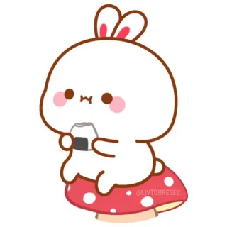 🍼 conejo, seta, lindo, animal, bola de arroz telegram sticker