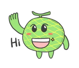 🍈 Hello Melone, Obst, Cartoon, Niedlich, Gruß telegram sticker