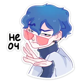 🤨 не оч Anime, Desenho animado, Homem, Personagem, Óculos de sol whatsapp sticker