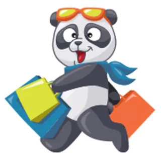😌 panda, shopping, cartoon, animal, bags, sunglasses telegram sticker