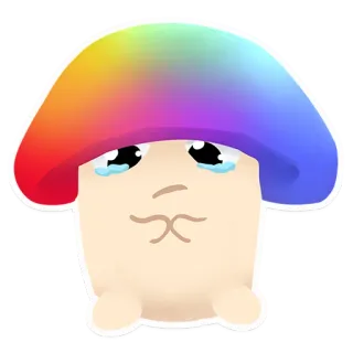 😭 nấm, khóc, cầu vồng, hoạt hình, buồn, kawaii telegram sticker