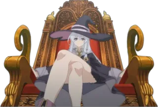 👑 Anime, Hexe, Magie, Fantasy, Thron, Sitzend telegram sticker