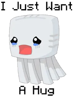 👻 I Just Want A Hug minecraft, ghast, buồn, khóc, trò chơi điện tử, quái vật telegram sticker