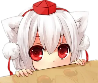👀 Anime, Kawaii, Süß, Mädchen, Charakter, Rote Augen, Katzenohren telegram sticker