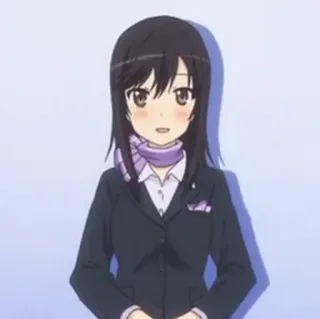 🌈 Anime Mädchen, Schuluniform, Charakter, Animation, Cartoon, schwarze Haare, Schal whatsapp sticker