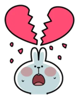 💔 gebrochenes Herz, Hase, traurig, weinend, Cartoon, Liebe, Liebeskummer telegram sticker