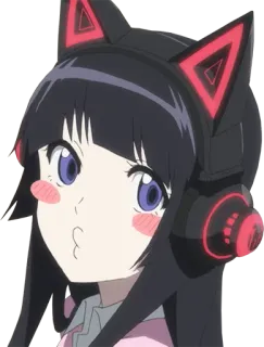 😗 Anime, Mädchen, Kopfhörer, Katzenohren telegram sticker