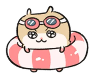 🐹 น่ารัก, แฮมสเตอร์, ห่วงยาง, ว่ายน้ำ, สระว่ายน้ำ whatsapp sticker