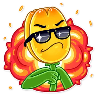😎 bunga, kacamata hitam, keren, stiker, kartun, kuning whatsapp sticker