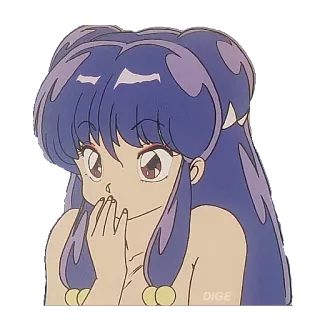 😮 Shampoo Ranma ½ anime, chica, pelo morado, linda, manga whatsapp sticker