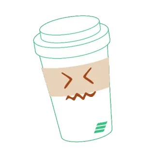 😖 Koffiekop, Cartoon, Drankje, Drank, Emoticon telegram sticker