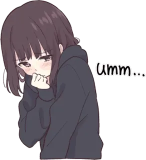 💦 umm... gái anime, dễ thương, buồn, trầm ngâm, suy nghĩ, ừm telegram sticker