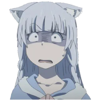 🤭 anime, cartoon, cat ears, shocked, cute, girl, cartoon character telegram sticker