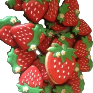 🫥 strawberry, fruit, food, dessert, sweet, red, green, cookie, cute telegram sticker