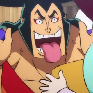 🏴‍☠️ Kin'emon One Piece Аниме, Кин'эмон, Ван Пис, Персонаж, Язык, Смешной telegram sticker