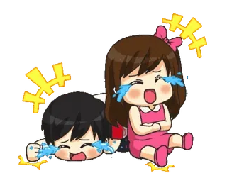 🤣 płacz, smutny, emocje, kreskówka, para telegram sticker