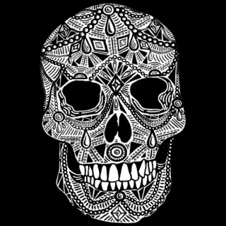 💀 caveira, ornamentado, decorativo, desenho, estampado, preto, branco telegram sticker