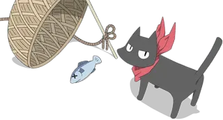 😾 gato, pez, ovillo de lana, dibujo animado, pegatina, animal whatsapp sticker