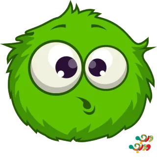😳 verde, peludo, ojos, mono, dibujos animados, personaje whatsapp sticker