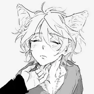 🐈 Anime, Katzenohren, süß, Manga, Junge, Halskette, Hand, Chibi telegram sticker