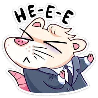 😵 HE-E-E cartoon, rat, sticker, funny, cute, animal telegram sticker