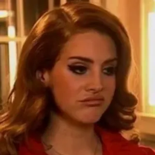 🍒 Lana Del Rey singer, musician, woman, portrait, red telegram sticker