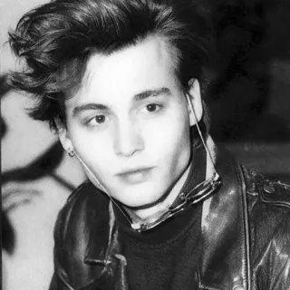⛓ Johnny Depp 演员, 肖像, 名人, 黑白, 年轻, 复古 telegram sticker