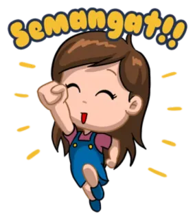 😄 Semangat!! khuyến khích, động lực, hoạt hình, cổ vũ, ăn mừng whatsapp sticker