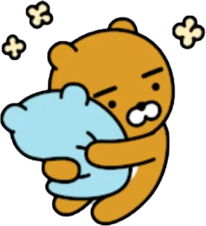 😴 Ryan ryan, kakao friends, bär, wütend, kissen whatsapp sticker