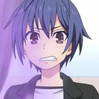 🤢 anime, worried, male, blue hair telegram sticker