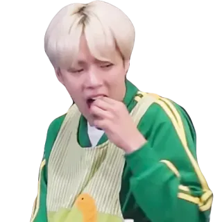 😒 person, eating, snack, green, blond hair, food whatsapp sticker