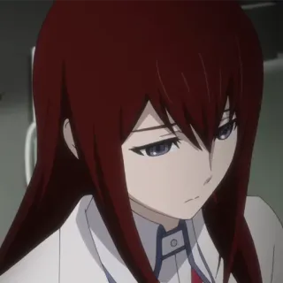 ⏱ Makise Kurisu Steins;Gate Anime, Personagem, Makise Kurisu, Steins Gate, Feminino, Cabelo ruivo whatsapp sticker