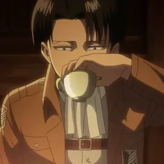 ✨ Levi Ackerman Attack on Titan Anime, Manga, Levi Ackerman, Teh, Gila kebersihan, Attack on Titan telegram sticker