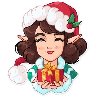 🎁 weihnachten, elfe, geschenk, niedlich, cartoon, urlaub, winter whatsapp sticker