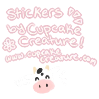 🎂 Stickers by Cupcake Creature! www.cupcakecreature.com stickers, créature cupcake, mignon, vache, animal, site web, kawaii telegram sticker