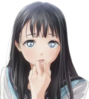 🥺 Ragazza anime, Manga, Carina, Ritratto, Occhi blu, Capelli neri whatsapp sticker