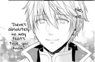 😶 No, no. There's absolutely no way that's true, you know? Manga, Anime, Personaje, Texto, Sonrisa telegram sticker
