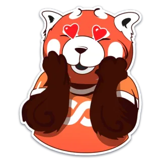 😍 แพนด้า, แพนด้าแดง, สัตว์, น่ารัก, หัวใจ, ความรัก, มีความสุข telegram sticker
