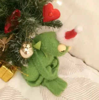 🐸 Kermit Kermit la Rana, Natale, Ornamento, Vacanza, Muppets, Verde, Giocattolo telegram sticker