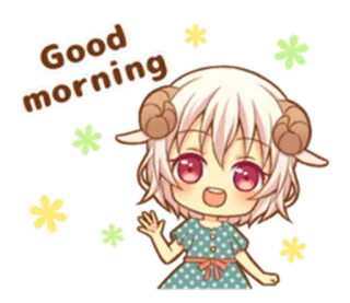 ✋ Good morning Anime, Desenho animado, Bom dia, Saudação, Fofo, Ilustração telegram sticker