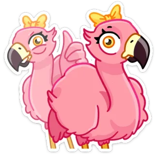 👍 フラミンゴ, ピンク, かわいい, 鳥, 漫画, 動物, 面白い telegram sticker