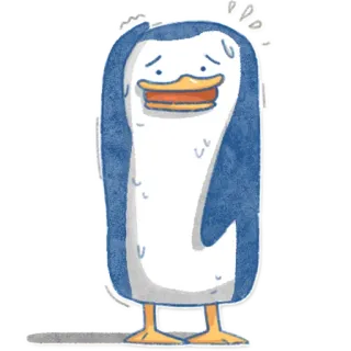 😅 pinguino, cartone animato, animale, carino, adesivo, blu, bianco telegram sticker