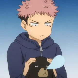 🍃 Yuji Itadori Jujutsu Kaisen anime, manga, jujutsu kaisen, yuji itadori, cute, chibi, fanart telegram sticker