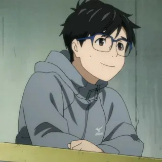 🌨 Yuri Katsuki Yuri on Ice Yuri on Ice, Аниме, Фигурное катание, Персонаж, Улыбается, Очки telegram sticker