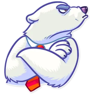 😠 oso polar, negocios, actitud, corbata whatsapp sticker